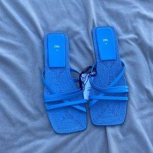 Zara, Sky blue strappy slides *brand new*